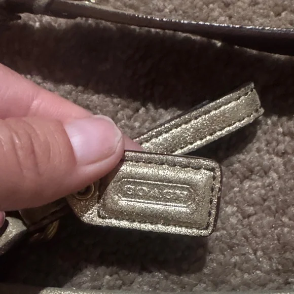 Metallic Coach Gold Shoulder Bag with Matching Belt Vintage Inspired - Picture 3 of 8